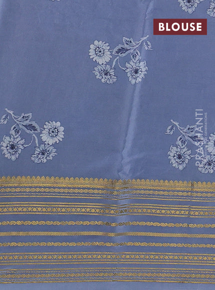 Beige & Grey Pure Mysore Silk - Embroidery