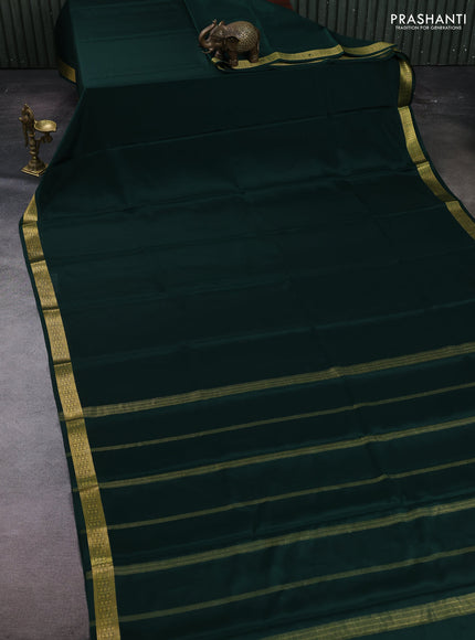 Bottle Green Pure Mysore Silk - Embroidery