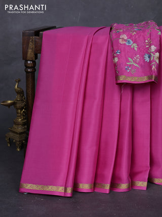 Pink Pure Mysore Silk - Embroidery
