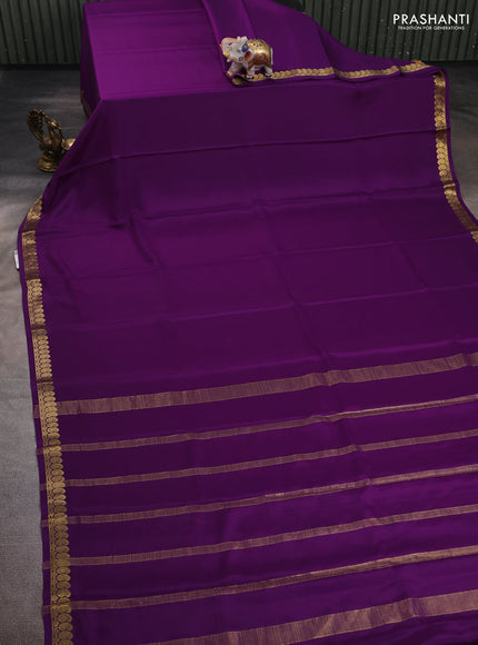 Purple Pure Mysore Silk - Embroidery