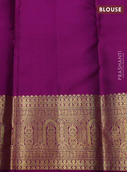 Light Blue & Purple Pure Kanchipuram Silk Saree - Brocade