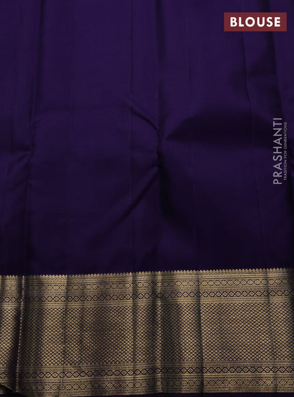 Light Blue & Navy Blue Pure Kanchipuram Silk Saree - Brocade