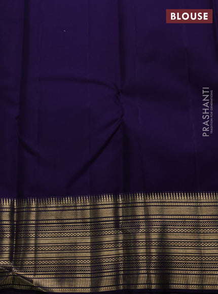 Light Blue & Navy Blue Pure Kanchipuram Silk Saree - Brocade