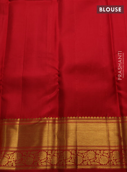 Green & Red Pure Kanchipuram Silk Saree - Brocade