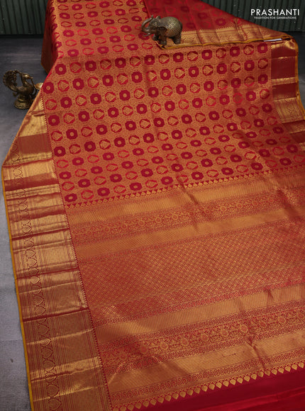 Maroon &  Pure Kanchipuram Silk Saree - Brocade