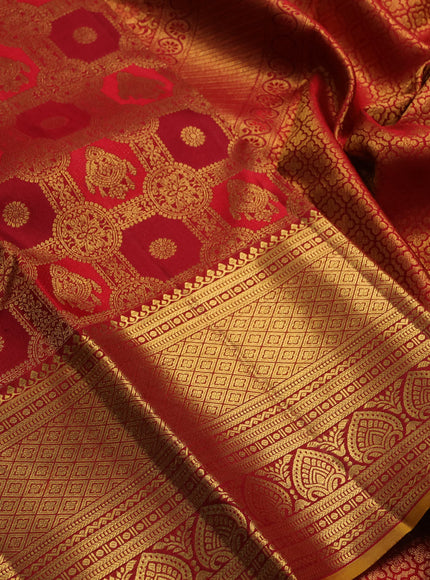 Maroon &  Pure Kanchipuram Silk Saree - Brocade