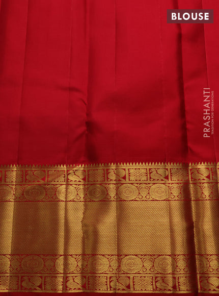 Light Green & Red Pure Kanchipuram Silk Saree - Brocade
