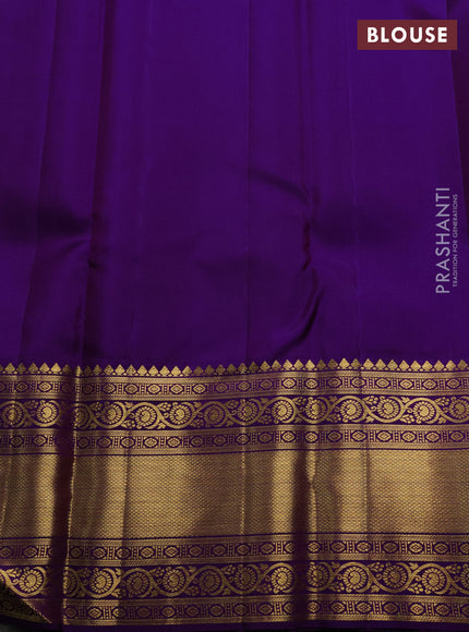 Teal Blue & Purple Pure Kanchipuram Silk Saree - Brocade