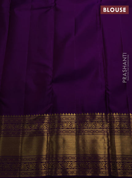 Teal Blue & Purple Pure Kanchipuram Silk Saree - Brocade