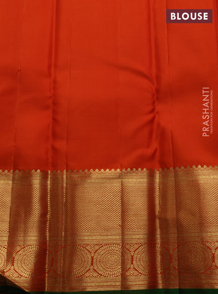 Lavender & Orange Pure Kanchipuram Silk Saree - Brocade