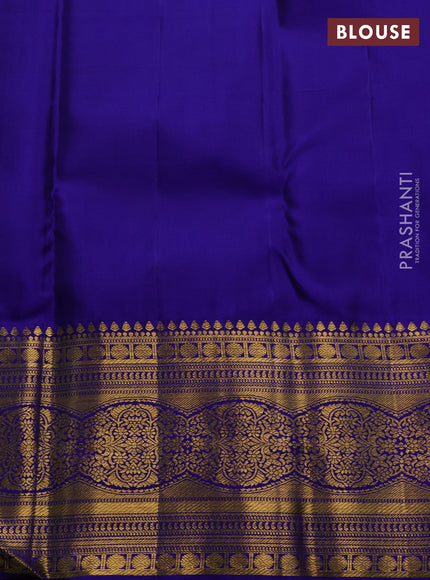 Teal Blue & Blue Pure Kanchipuram Silk Saree - Brocade