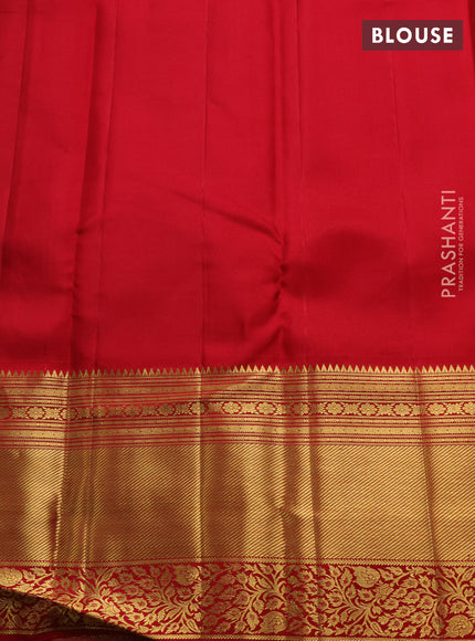 Light Green & Red Pure Kanchipuram Silk Saree - Brocade