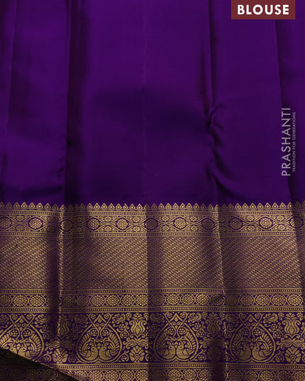 Yellow & Purple Pure Kanchipuram Silk Saree - Brocade