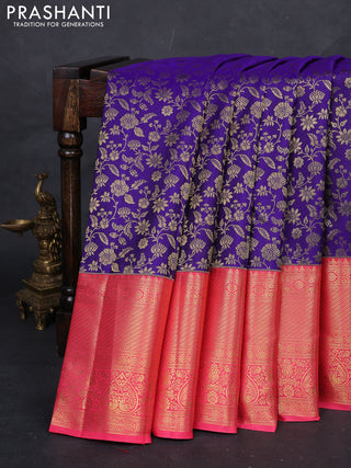 Violet & Pink Pure Kanchipuram Silk Saree - Brocade