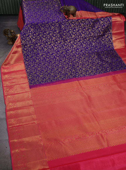 Violet & Pink Pure Kanchipuram Silk Saree - Brocade