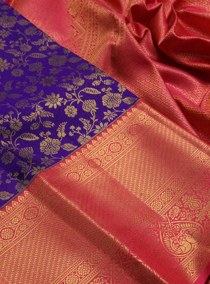 Violet & Pink Pure Kanchipuram Silk Saree - Brocade