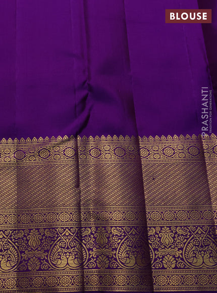 Baby Pink & Violet Pure Kanchipuram Silk Saree - Brocade