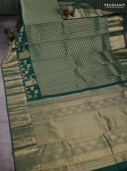 Bottle Green Pure Kanchipuram Silk Saree - Brocade