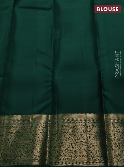 Bottle Green Pure Kanchipuram Silk Saree - Brocade