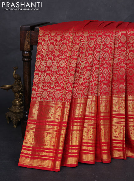Red Pure Kanchipuram Silk Saree - Brocade