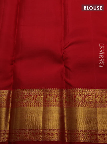 Lilac & Red Pure Kanchipuram Silk Saree - Brocade