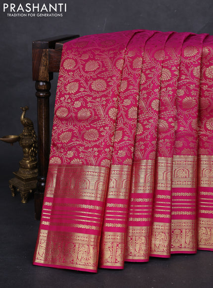 Magenta Pink Pure Kanchipuram Silk Saree - Brocade