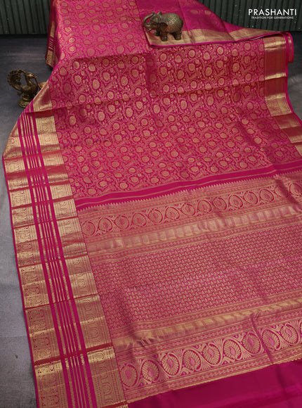 Magenta Pink Pure Kanchipuram Silk Saree - Brocade