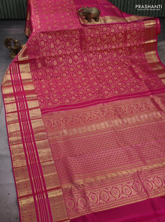 Magenta Pink Pure Kanchipuram Silk Saree - Brocade