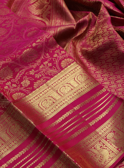 Magenta Pink Pure Kanchipuram Silk Saree - Brocade