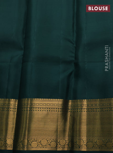 Teal & Bottle Green Pure Kanchipuram Silk Saree - Brocade