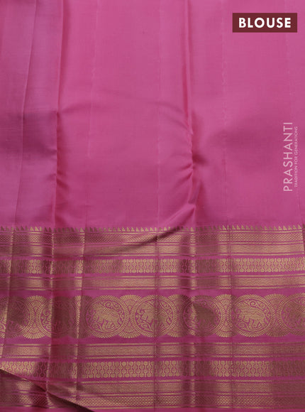 Violet & Candy Pink Pure Kanchipuram Silk Saree - Brocade
