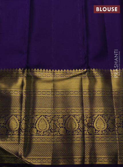 Lavender & Blue Pure Kanchipuram Silk Saree - Brocade