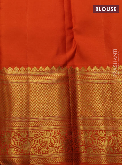Green & Orange Pure Kanchipuram Silk Saree - Brocade