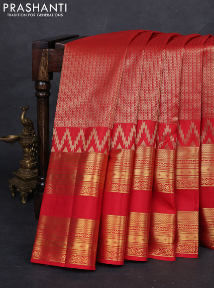 Red Pure Kanchipuram Silk Saree - Brocade