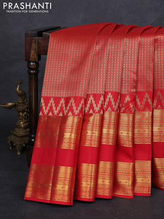 Red Pure Kanchipuram Silk Saree - Brocade