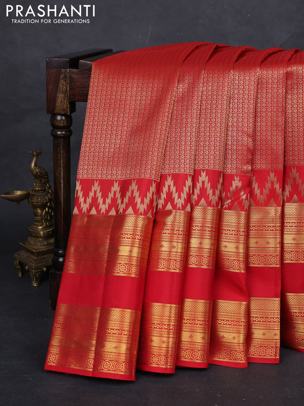 Red Pure Kanchipuram Silk Saree - Brocade