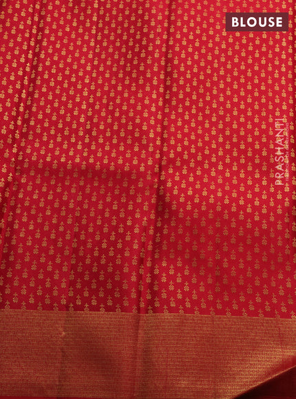 Lavender & Red Pure Kanchipuram Silk Saree - Brocade