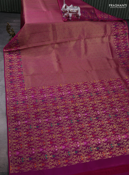 Maroon &  Pure Kanchipuram Silk Saree - Brocade