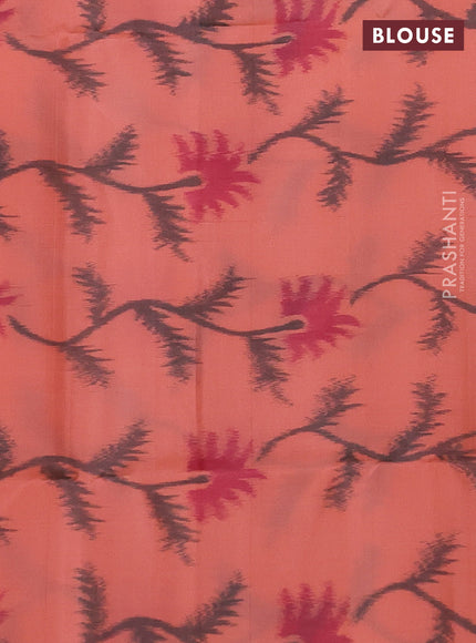 Mustard Yellow & Peach Ikat Soft Silk Saree