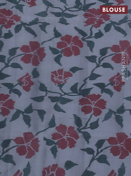 Sky Blue & Grey Ikat Soft Silk Saree