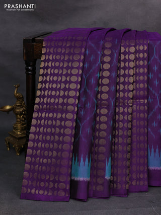 Purple & Cs Blue Ikat Soft Silk Saree