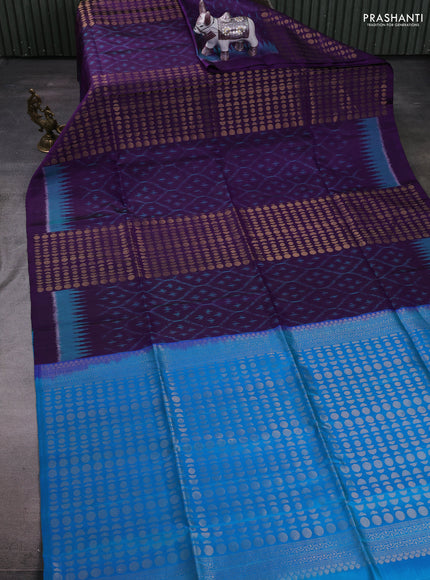 Purple & Cs Blue Ikat Soft Silk Saree