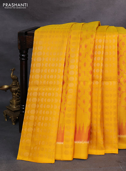 Yellow & Red Ikat Soft Silk Saree