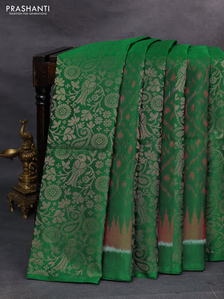 Green & Red Ikat Soft Silk Saree