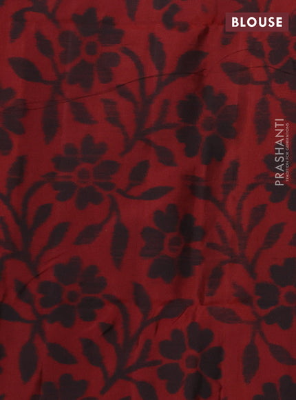 Black & Maroon Ikat Soft Silk Saree