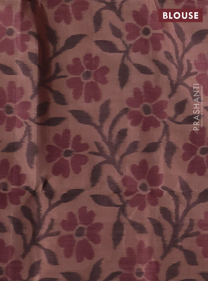 Maroon & Pastel Brown Ikat Soft Silk Saree
