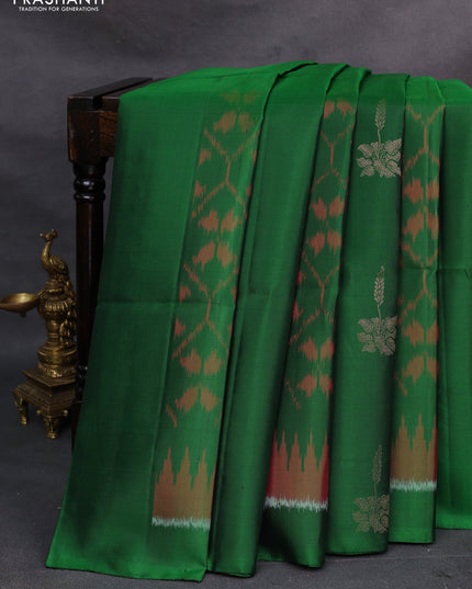 Green & Red Ikat Soft Silk Saree