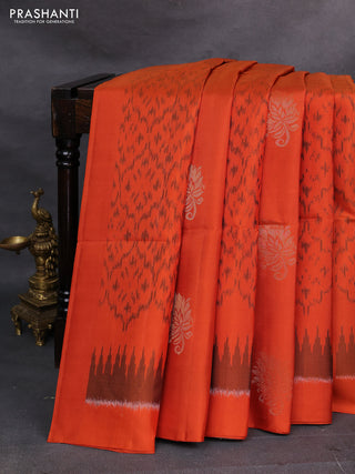 Rust & Beige Ikat Soft Silk Saree
