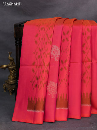 Pink & Purple Ikat Soft Silk Saree