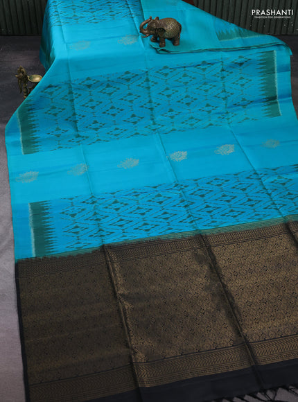 Cs Blue & Black Ikat Soft Silk Saree